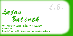 lajos balinth business card